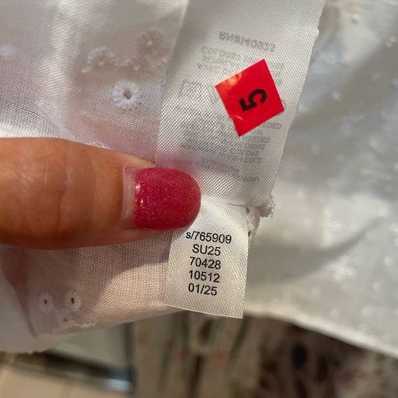 NWT LOFT Clip White Eyelet Ruffle short puff sleeve Blouse-Sz M - Picture 6 of 7